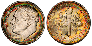 Obverse and reverse of the 1949-S Roosevelt Dimes FB
